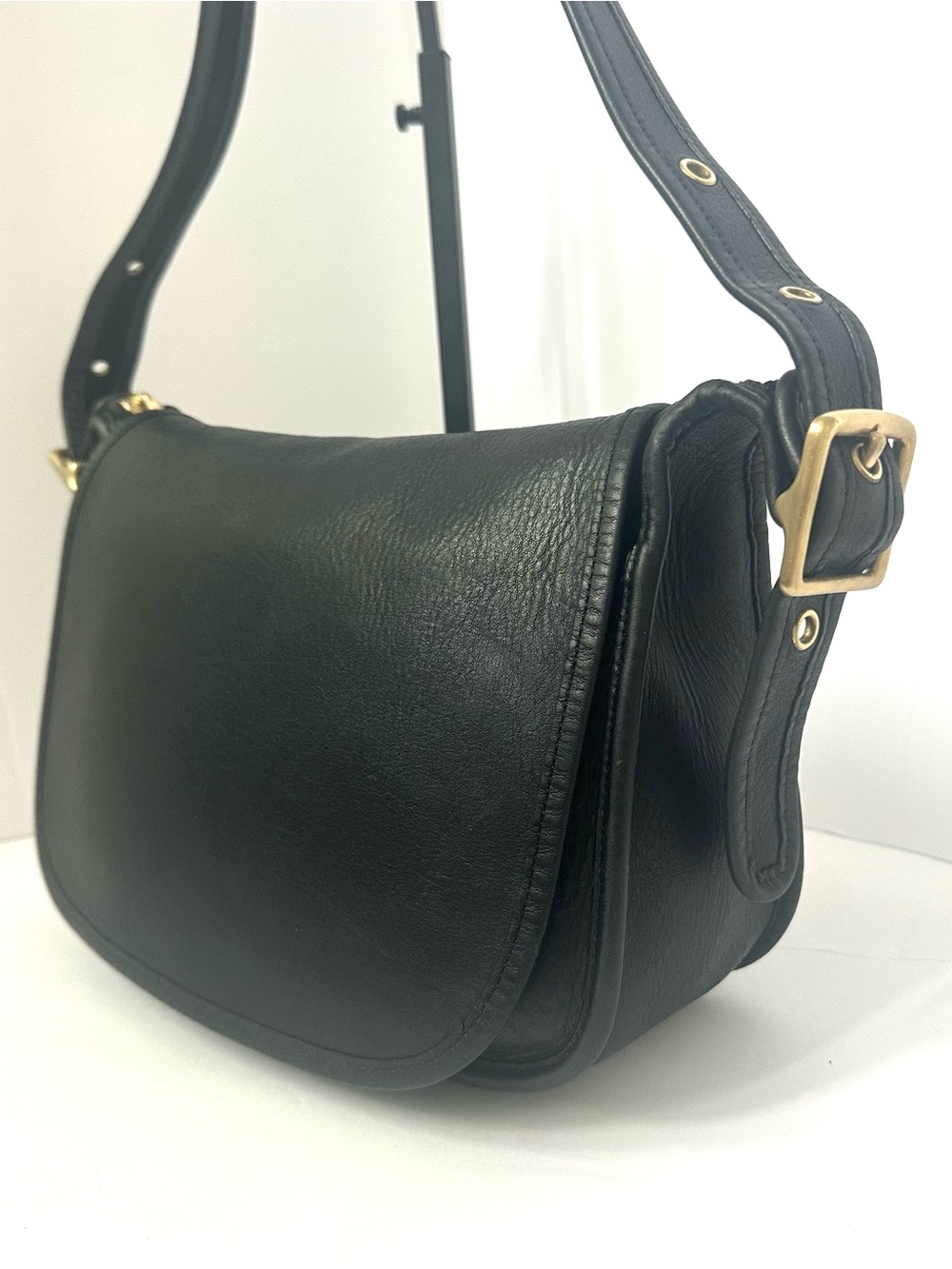 Vintage Coach Patricia’s Legacy Saddle Bag 90’s Black Leather 9951 Flap EUC